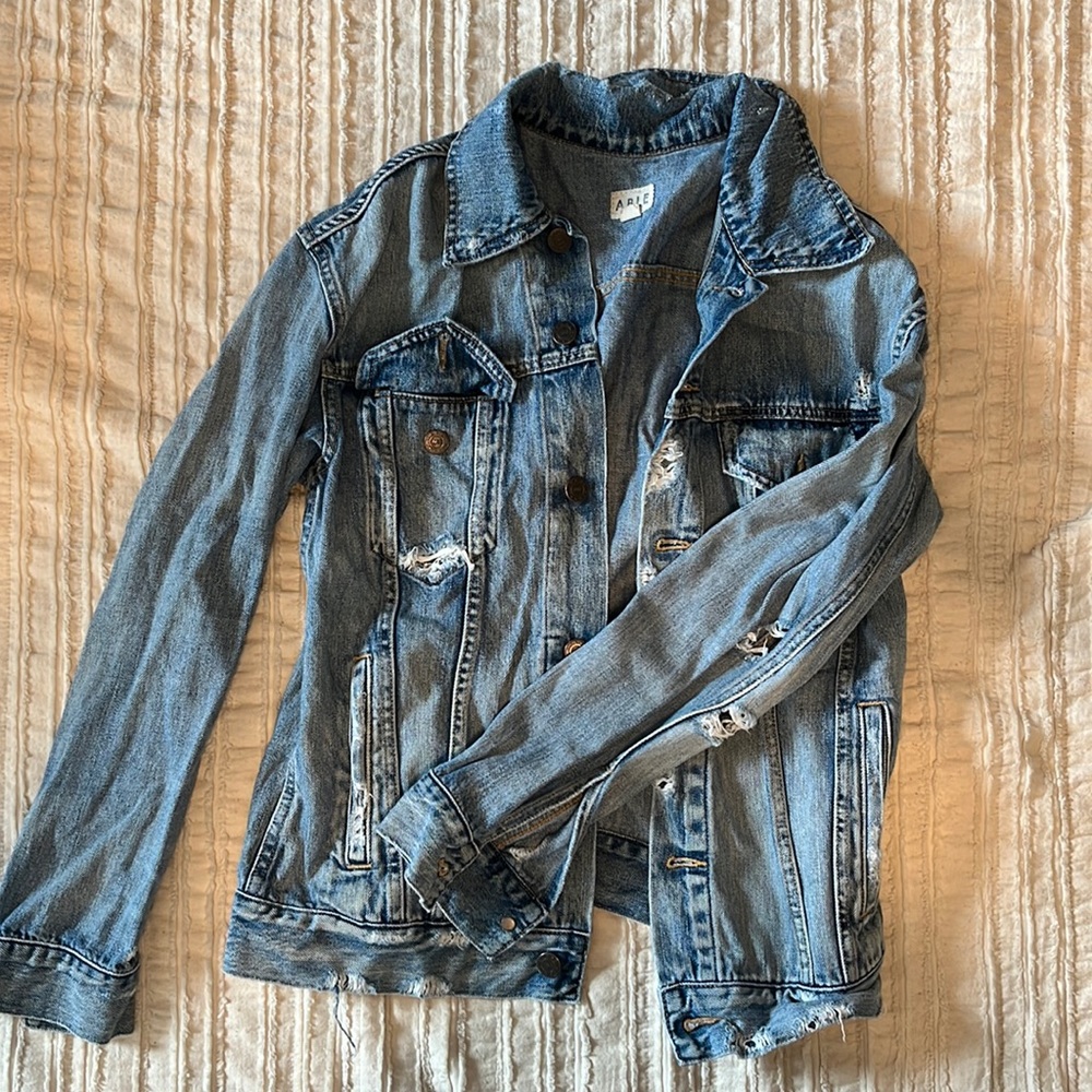 Able size medium distressed jean jacket